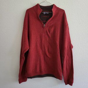 Cremieux Red and Brown 1/4 zip Long Sleeve Cotton Reversible Pullover Size XL